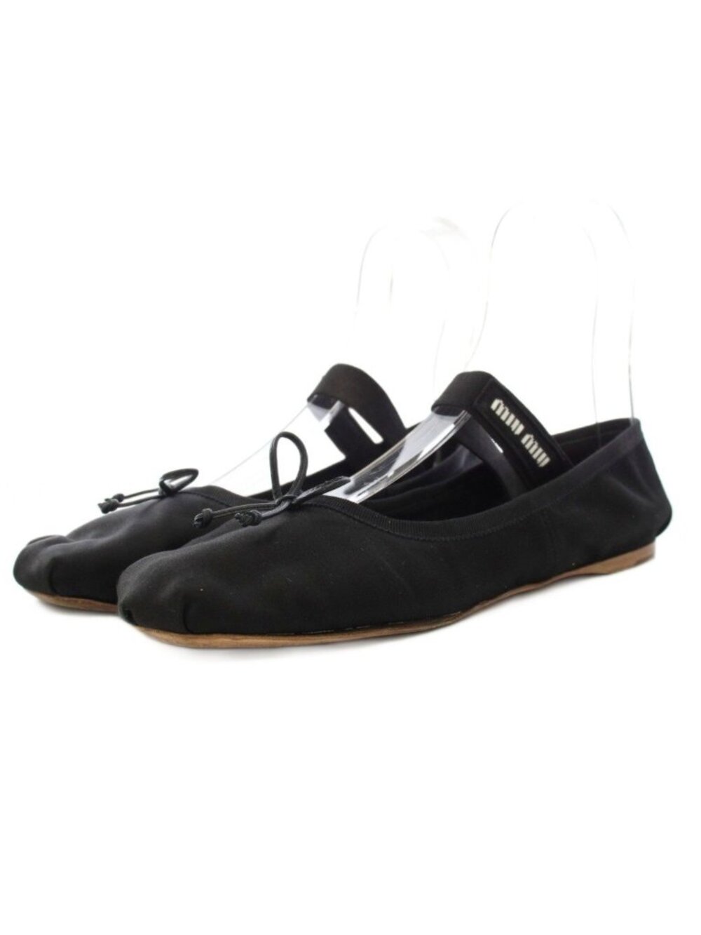 Miu Miu Satin Ballerina Ballet Shoes Flat Black TK